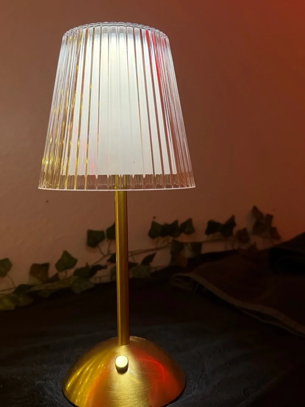 Gold Table Lamp with Clear Ribbed Shade - Home Party Supplies